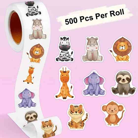 Наклейки животные детские 500 шт набор стикеров для упаковки подарков декора Киев