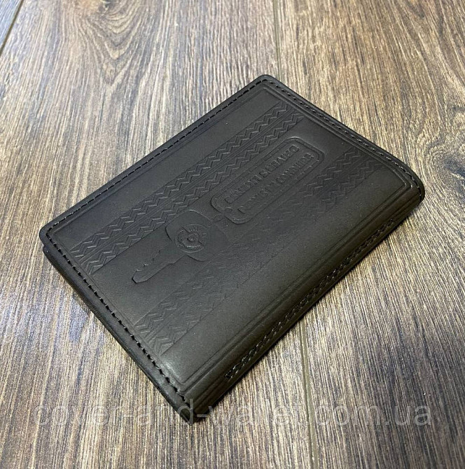 Кожаная обложка на водительское удостоверение с файлами коричневого цвета PS Leather Киев - изображение 8