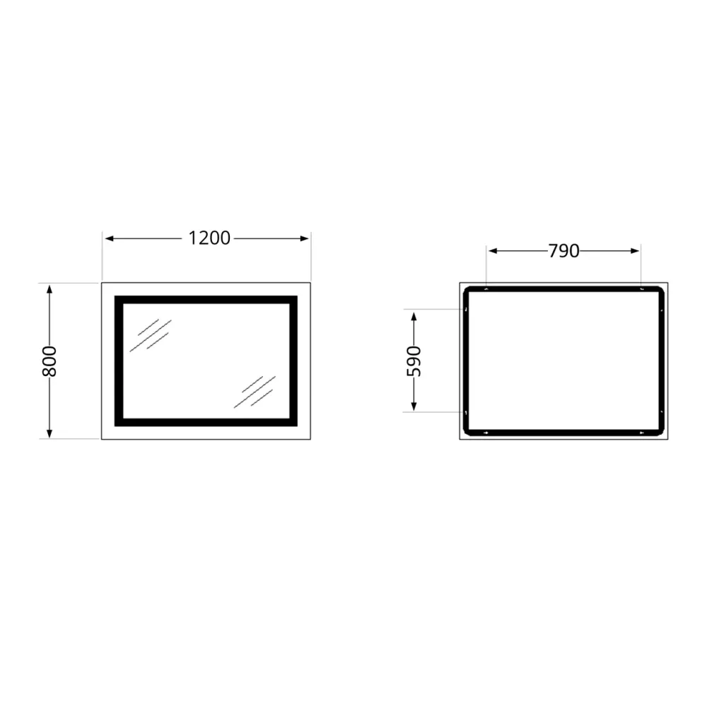 Дзеркало Lidz Kubis (KU1) 1200х800 з LED-підсвіткою Touch, з антизапотіванням, з димером, регумометр. яскравості LDKUB120080049008 Київ - фото 2