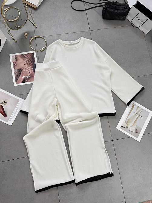 Женский базовый теплый костюм двойка качественная турецкая ангора double Молочный, 46/48 Одесса - изображение 1