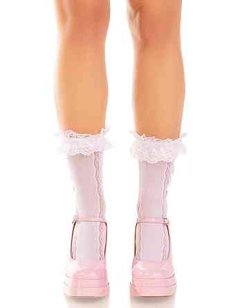 Шкарпетки ажурні Leg Avenue Mini Bow Lace Anklet, білі, з рюшами, декор — бантики Sex Aura Київ