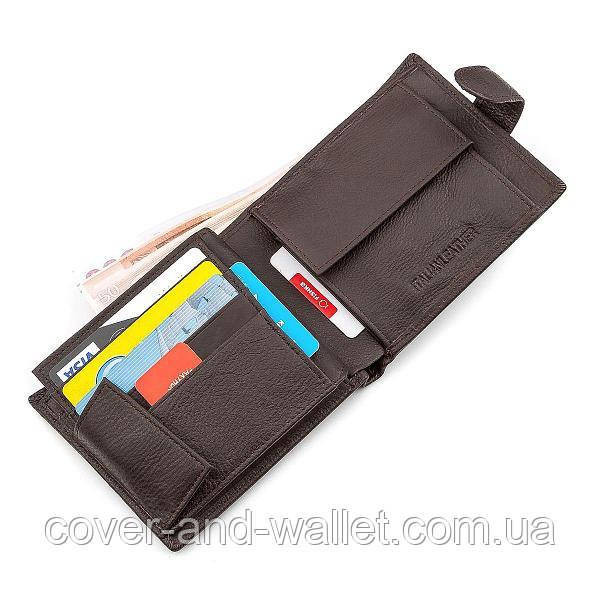 Мужское портмоне из высококачественной кожи коричневого цвета на кнопке Boston Киев - изображение 6