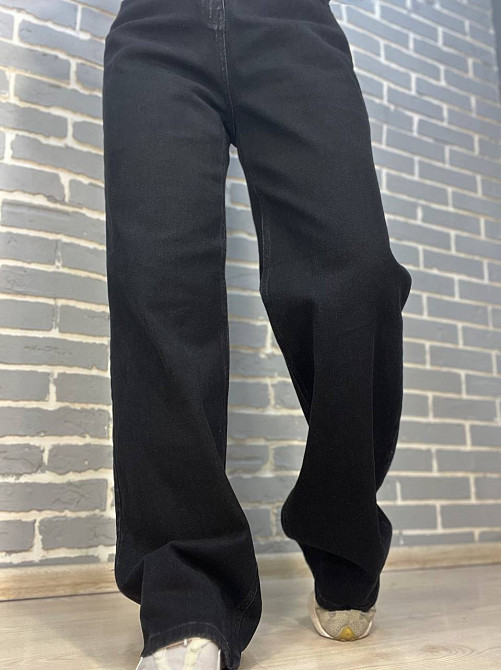 Джинсы женские Bella 4511 увеличенные размеры палаццо равны от бедра стрейчевые, черный, 46, 46, 93  Одесса - изображение 8