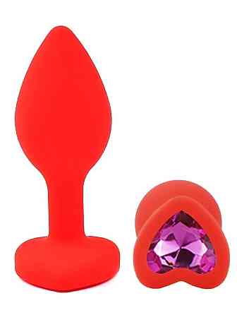 Силіконова анальна пробка EGZO - Silicone Red Heart Plug Rose, size S Sex Aura Київ