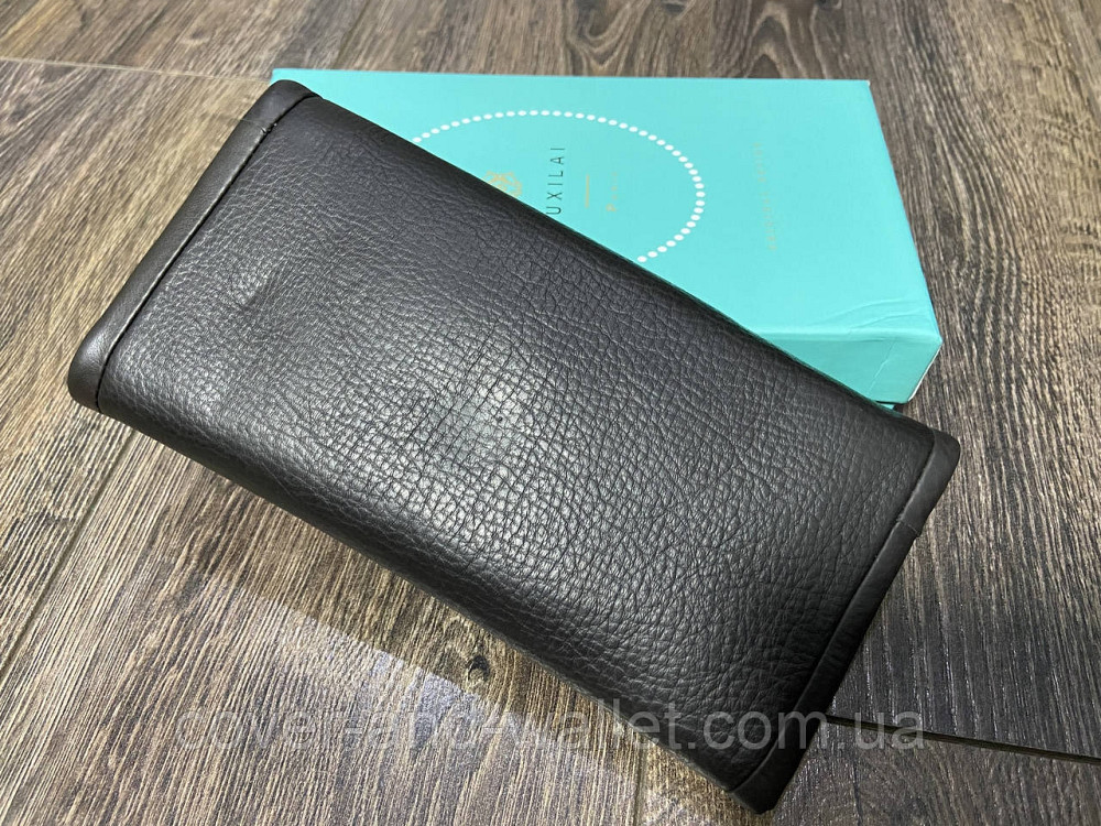 Тонкий м'який жіночий гаманець із міцної шкіри коричневого кольору Guxilai Київ - фото 5