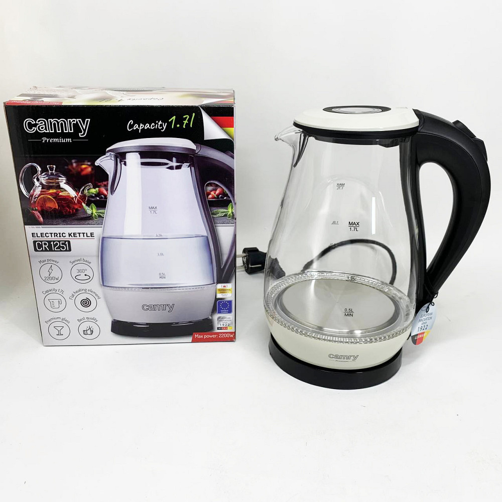 Хороший электрочайник для дома Camry CR 1251 1.7л 2000Вт, Электрочайник с контролем уровня воды TL-32 Львов - изображение 10