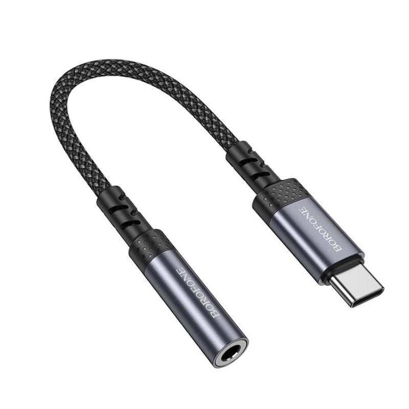 Перехідник BOROFONE BV24 Graceful digital audio converter cable Type-C to 3.5mm Metal Grey Київ - фото 1