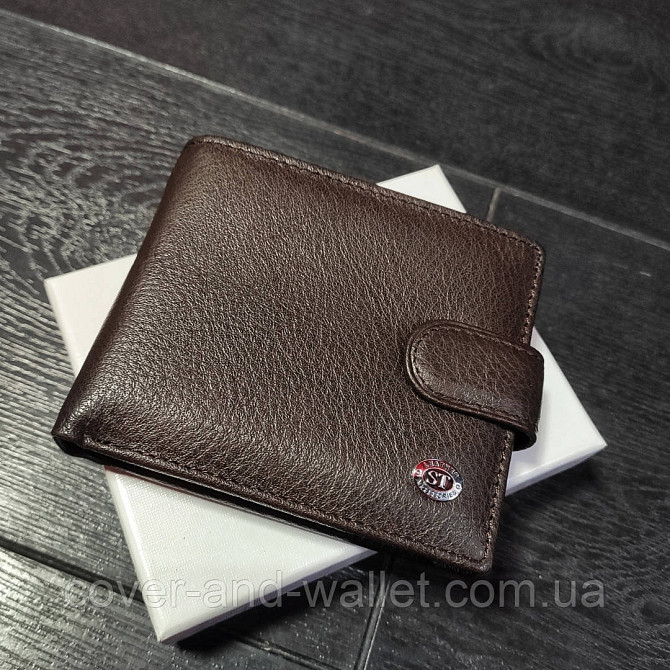 Коричневый кожаный мужской кошелек на кнопке ST Leather Киев - изображение 3
