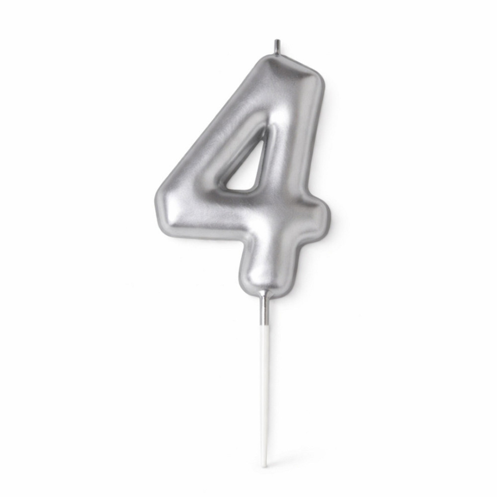 Свеча для торта 4 цифра литая серебро Киев - изображение 2