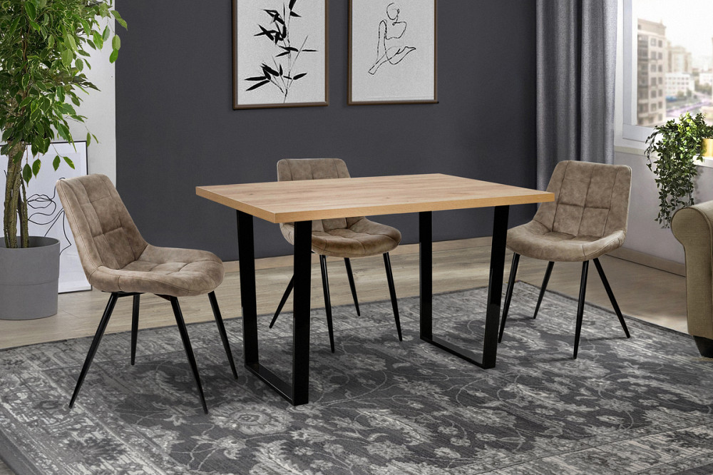 Стіл Кентукі 120/80*75, крафт золотий /чорні ноги Київ - фото 4