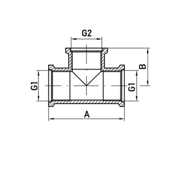 Трійник редукційний 3/4"х1/2"х3/4" ВВВ Koer .T080608F.WN (без нікелю) (KR3034) Київ