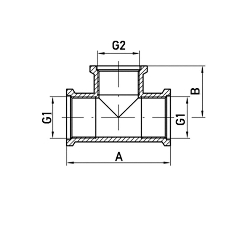 Трійник редукційний 3/4"х1/2"х3/4" ВВВ Koer .T080608F.WN (без нікелю) (KR3034) Київ - фото 2
