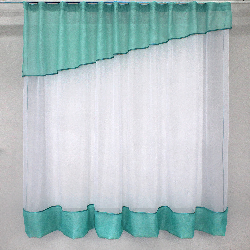 Кухонна фіранка VR-Textil № 047к бірюзовий з білим 280х170 см (50-460) Киев - изображение 1