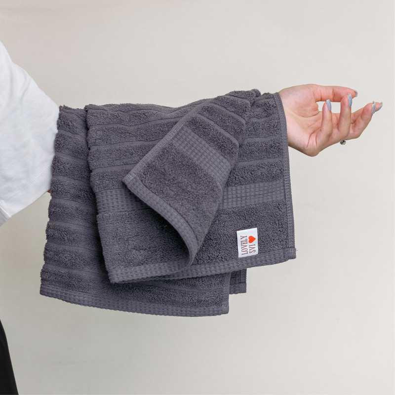 Набор 2 жаккардовых полотенца Lovely Svi для ванной, отелей, СПА, в подарок, 50* 90 см Oxford Stripe темно – серый Charcoal Київ - фото 6