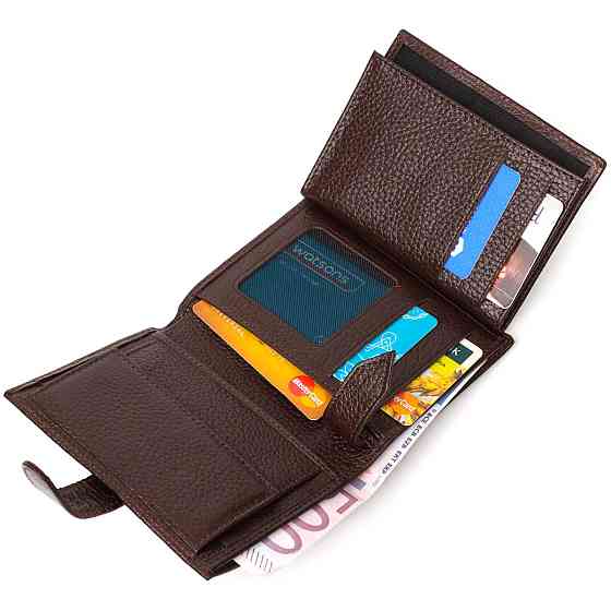 Практичное портмоне для мужчин из натуральной зернистой кожи BOND 22056 Коричневый Киев