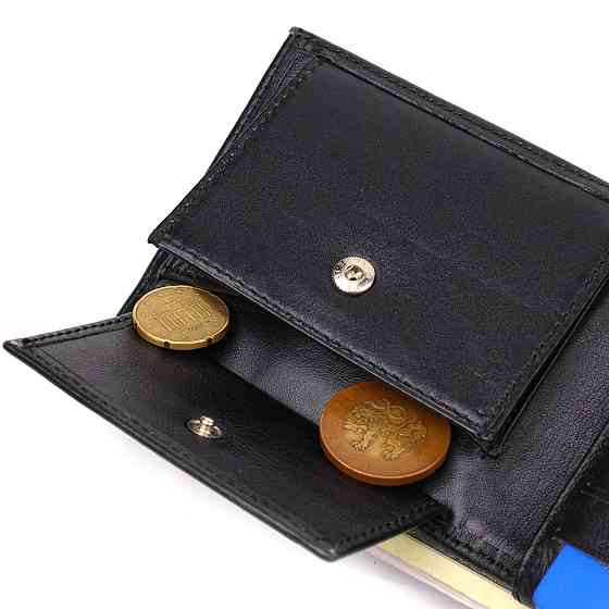 Классическое мужское портмоне из натуральной гладкой кожи CANPELLINI 21786 Черное Киев