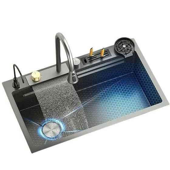 Кухонна раковина водоспад Willda, кухонна мийка водоспад темно-сіра 75х46х22 (392479082) Київ