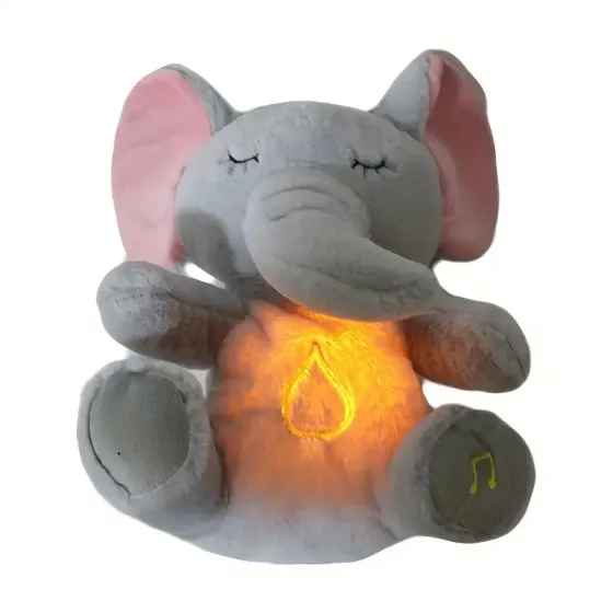 Плюшевый слоник с ночным светом и успокаивающей музыкой, интерактивные колыбельные и движение ушей, 30 см Коломыя