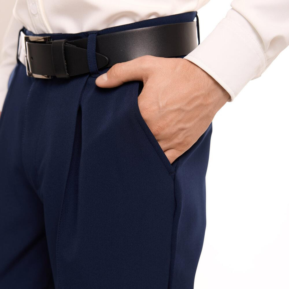 Темно-сині штани демісезонні для чоловіків. Штани Pobedov Legend сині з костюмки Київ - фото 5