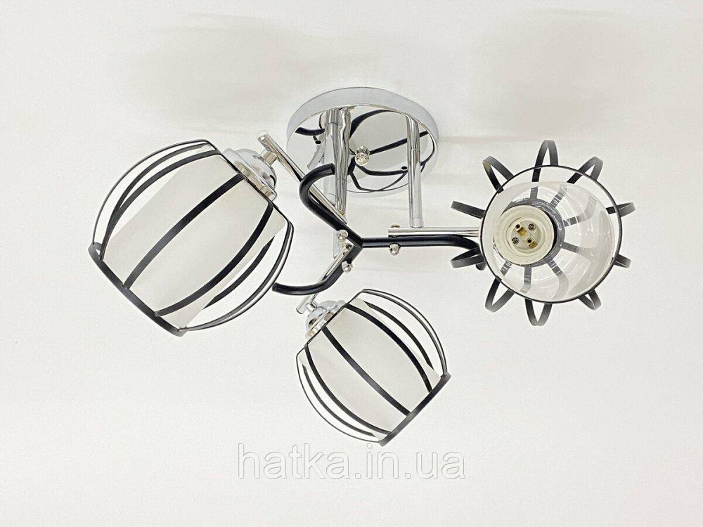 Стельова люстра на 3 плафони 91195/3 хром+чорний Київ - фото 1