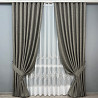 Комплект штор VR-Textil Льон ALORA-TON 200х270 2шт і Тюль 600х270 1871ш-1708т Сірий з білим 71-203/7