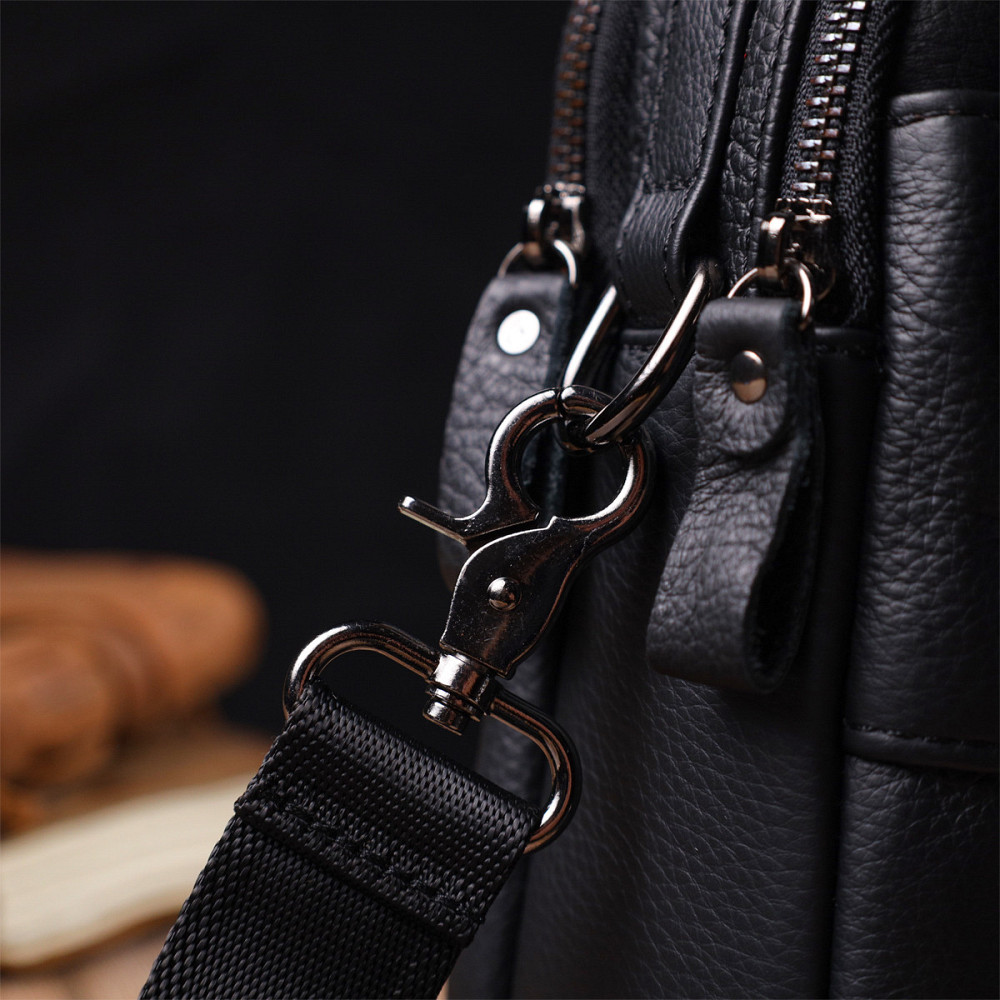 Практична чоловіча сумка на плече з натуральної шкіри Vintage 22247 Чорна Київ - фото 1