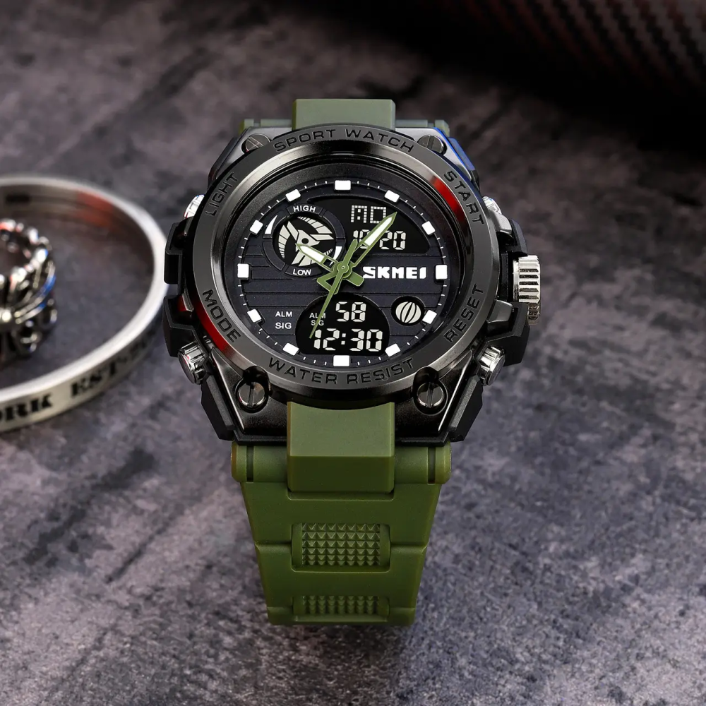Чоловічий наручний годинник Skmei 2031 (Чорний з зеленим) Київ - фото 4