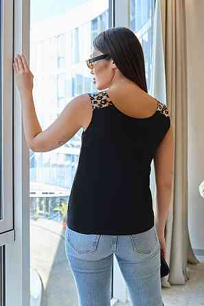Жіноча майка з принтом Jessa 42-44, Черный Киев