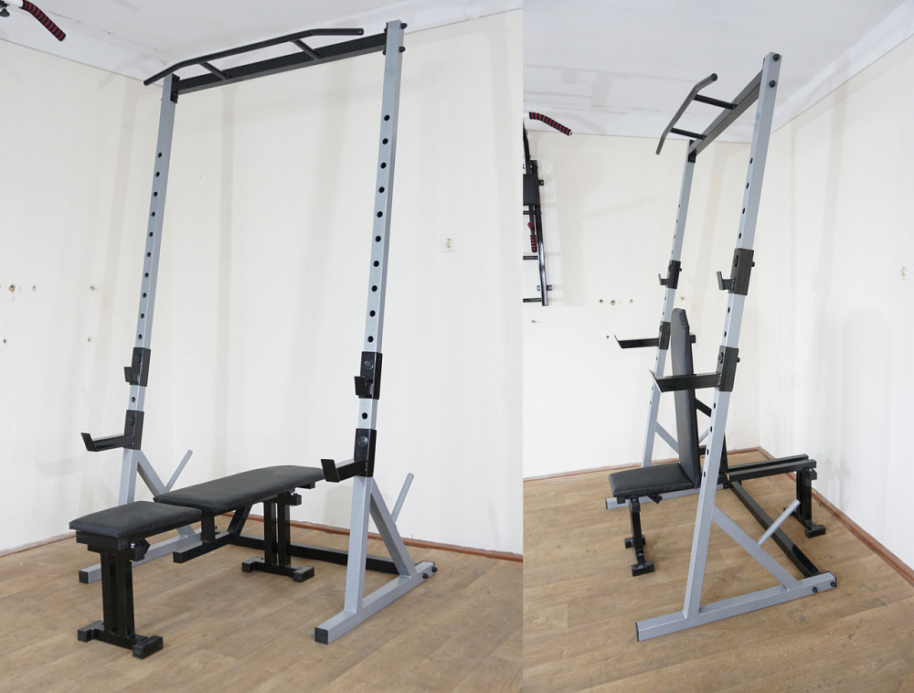 Скамья регулируемая + Сыловие стойки с страховкой и турником Стойки, скамьи для жима и приседаний Киев - изображение 1