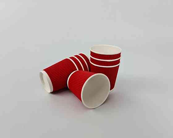 Паперові одноразові склянки гофровані 110 мл КРАСНИЙ Харків (25 шт.) Харків