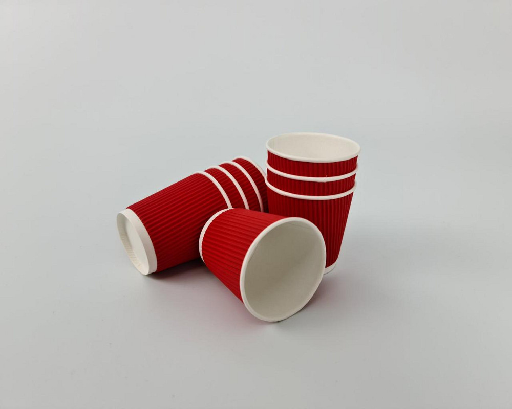Паперові одноразові склянки гофровані 110 мл КРАСНИЙ Харків (25 шт.) Харків - фото 2