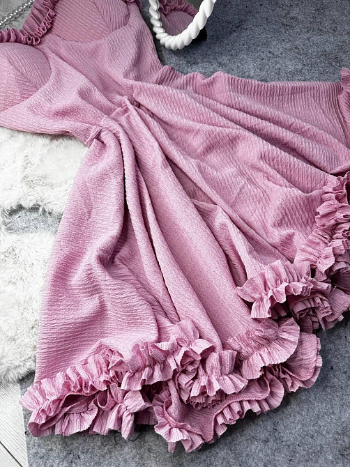 Женское праздничное эффектное платье на бретелях с чашечками жатка зара Одесса - изображение 7