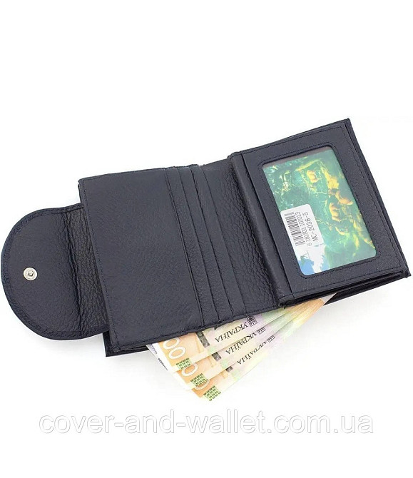 Компактний шкіряний жіночий гаманець синього кольору на багато карток Marco Coverna Київ - фото 5