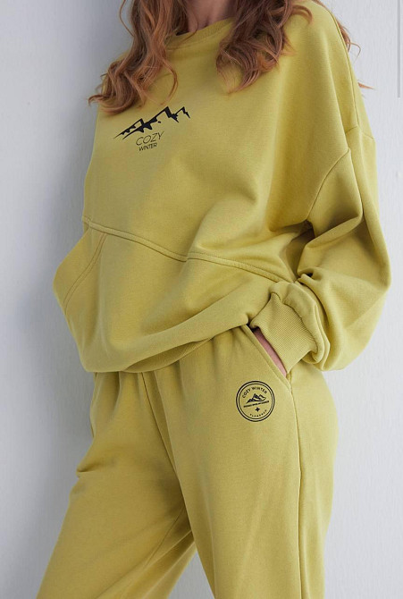 Женский прогулочный костюм двойка: кофта и штаны премиум качества футер диагональный 100% хлопок Оливка, 42 Одесса - изображение 4