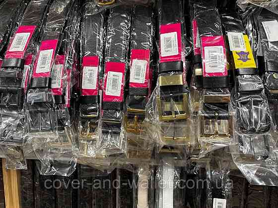 Классический кожаный женский ремень с золотистой пряжкой 30 мм PS Leather Киев