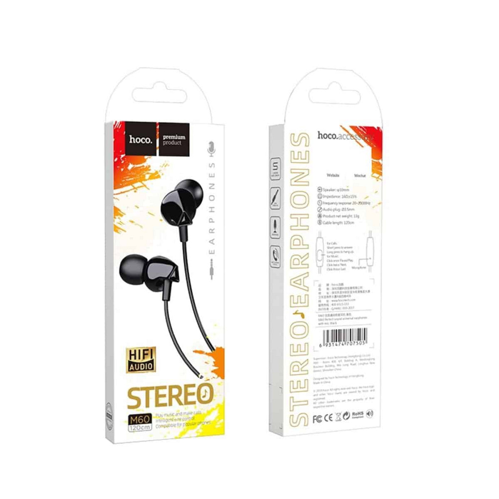 Навушники HOCO M60 Perfect sound universal earphones with mic Black Київ - фото 5