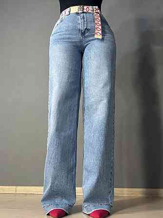 Джинсы женские Dragon 8325 палаццо ровные с поясом стрейчевые голубые, голубой, 33, 33, 90 см, 116 см Киев