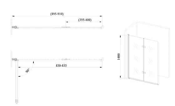 Скляна шторка для ванни AVKO Glass RDW02-J2 60+40x140 Silver Київ