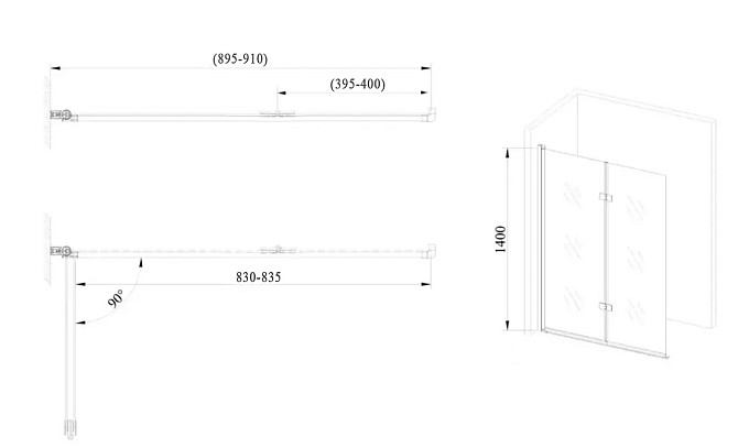 Скляна шторка для ванни AVKO Glass RDW02-J2 60+40x140 Silver Київ - фото 3