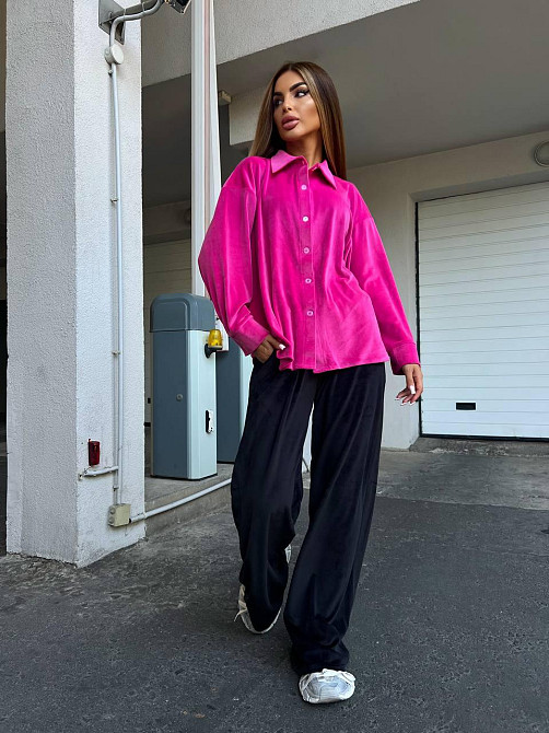 Женский прогулочный костюм двойка: рубашка + штаны палаццо турецкий велюр спорт Одесса - изображение 1