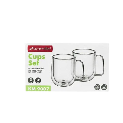 Набір чашок 2шт 250мл з подвійними стінками скло 9007 KAMILLE Житомир - фото 6