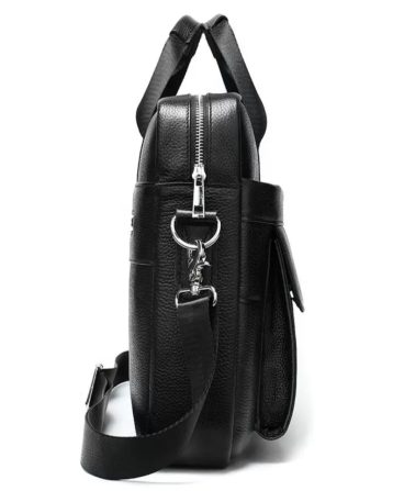 Кожаная мужская сумка для ноутбука и документов черная Tiding Bag 143412 Каменское - изображение 7