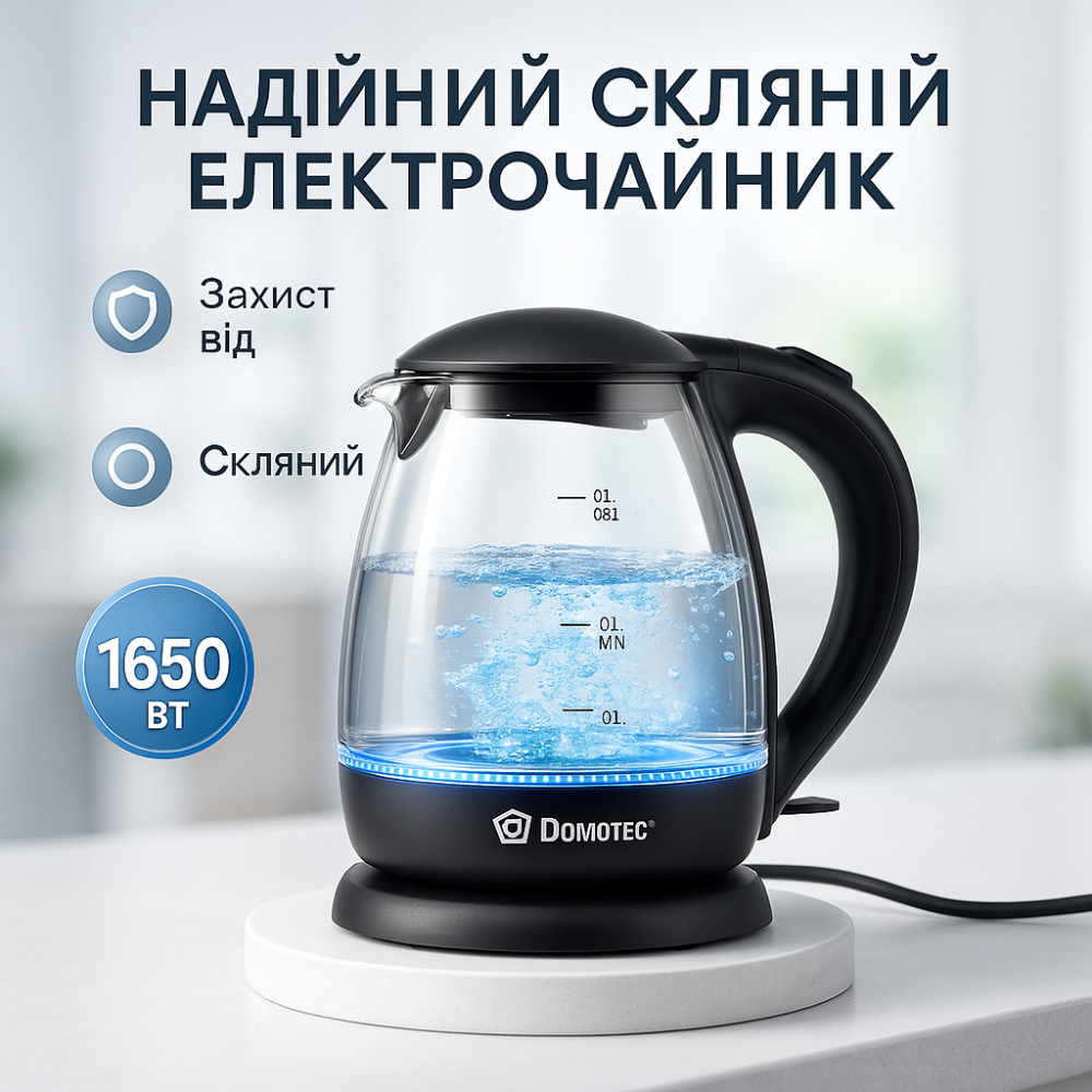 Электрический чайник с индикатором питания Domotec, Электрический чайник с индикатором работы BI-22 Львов - изображение 12