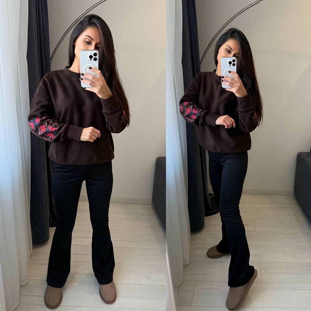 Женский теплый костюм: кофта с принтом и лосины двусторонний флис + дайвинг на флисе Одесса - изображение 3