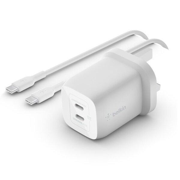 Сетевое ЗУ Belkin Home Charger 65W GAN PD PPS Dual USB-C – USB-C 2m Киев - изображение 1