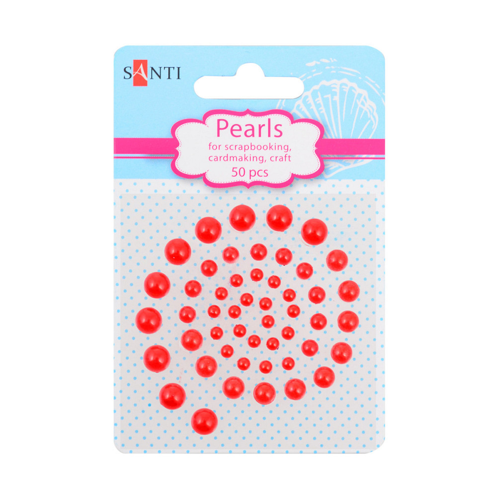 Перлини для декору самоклеючі "Santi" червоні (50 шт.), 952640, шт Київ - фото 1