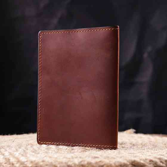 Обложка на паспорт в винтажной коже Карта GRANDE PELLE 16772 Светло-коричневая Киев