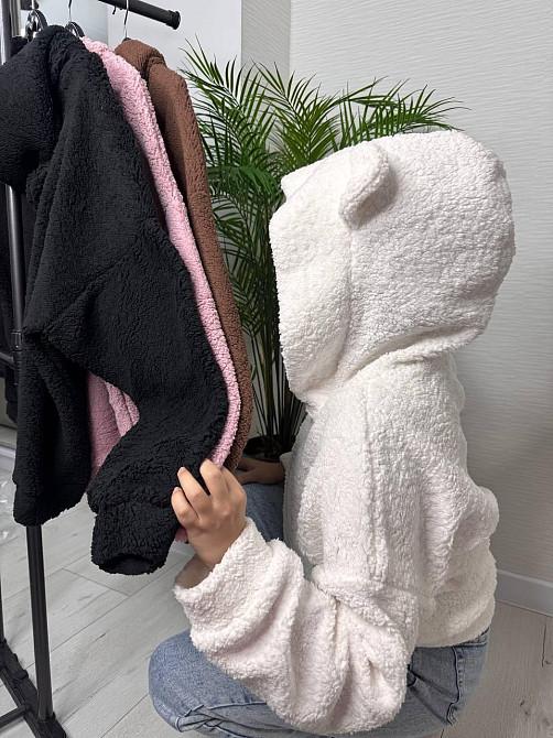 Жіноча стильна тепла плюшева худі з вушками  м'яке хутро Teddy Одеса - фото 2