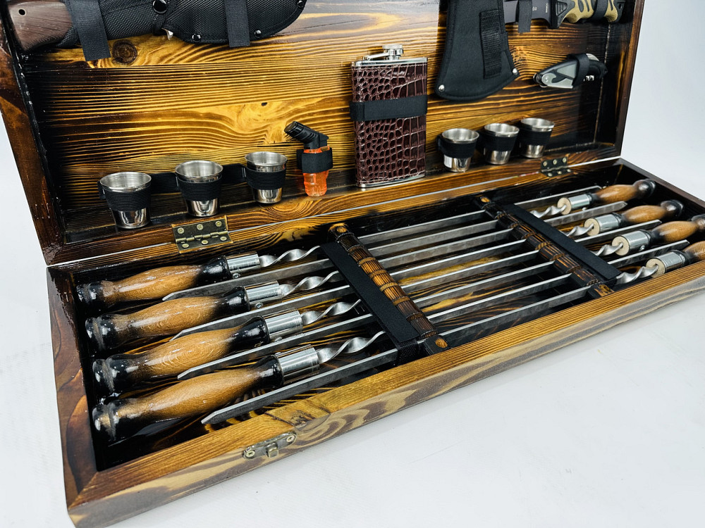 Подарунковий набір шампурів у дерев'яному кейсі МИСЛИВЕЦЬ LUX HAPPY DAYS Тернопіль - фото 4