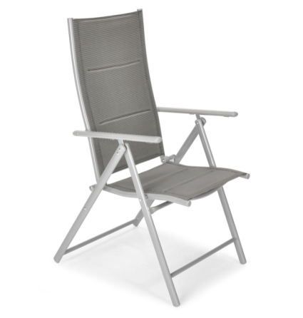 Складной садовый стул MODENA eDomator алюминиевый с регулировкой спинки, Серебряный (Польша) Киев
